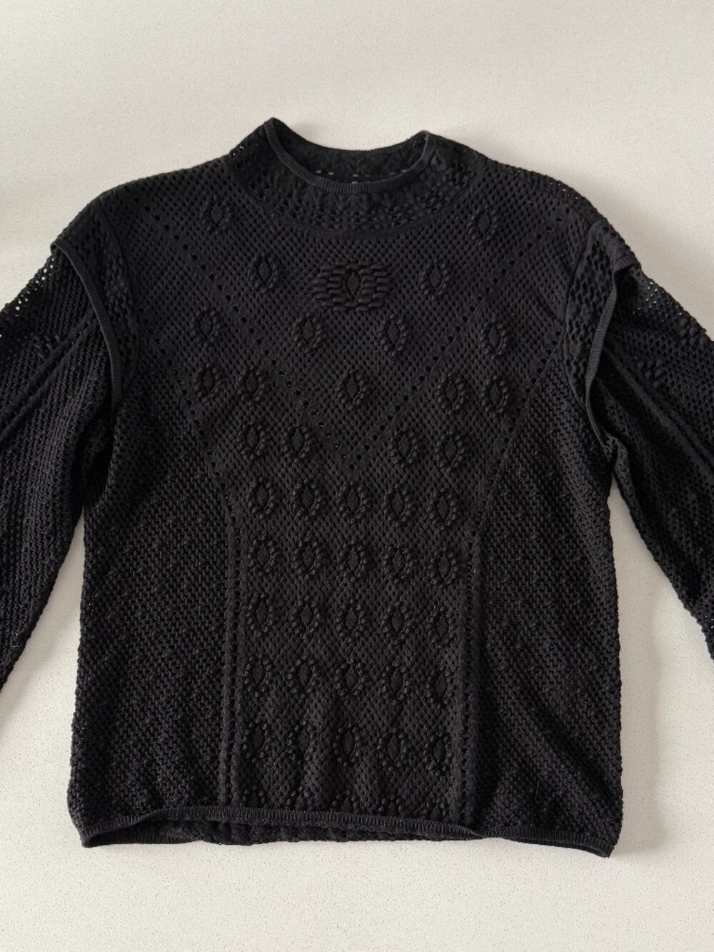 White House Black Market Black Open Stitch Knit Cardigan Sweater M
